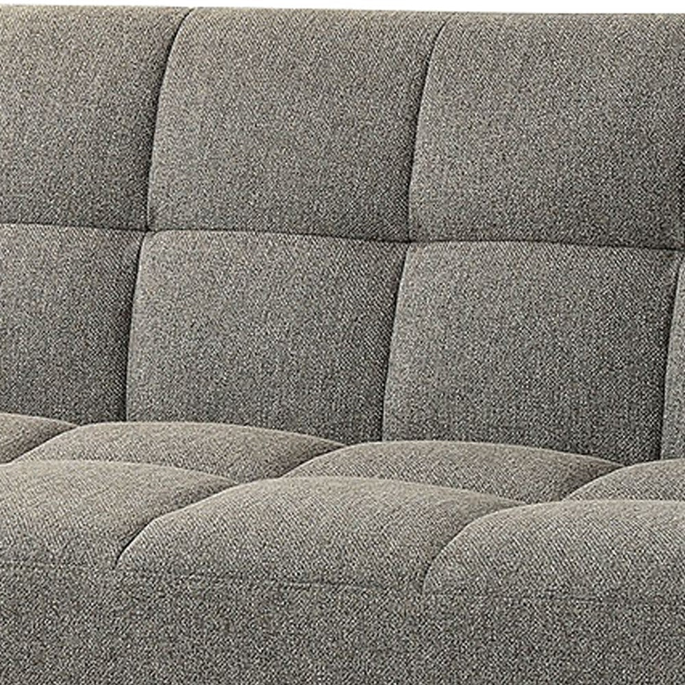 Fabric Upholstered Tufted Futon Sofa with Angled Wooden Legs Light Gray By Casagear Home FOA-CM2605