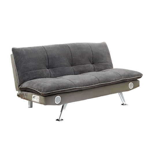 Gallagher Contemporary Futon Sofa With Speaker & Bluetooth Function, Gray Finish By Casagear Home