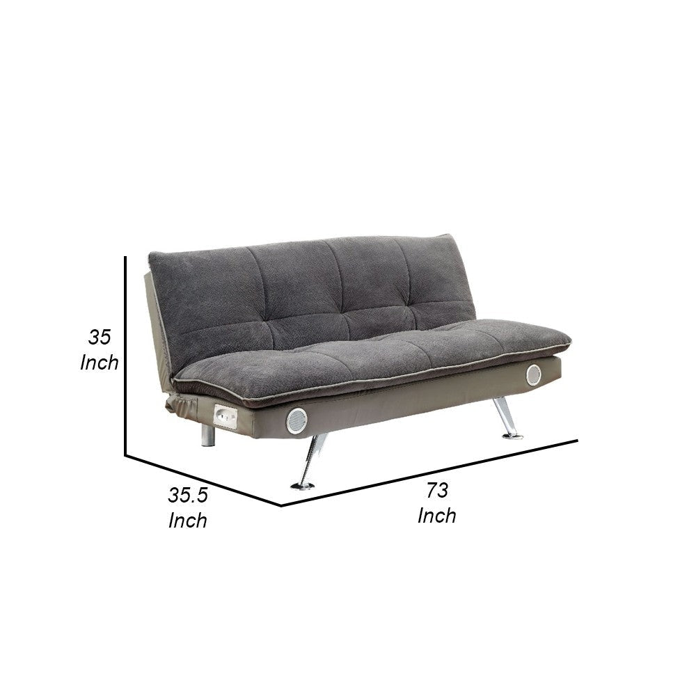 Gallagher Contemporary Futon Sofa With Speaker & Bluetooth Function Gray Finish By Casagear Home FOA-CM2675GY