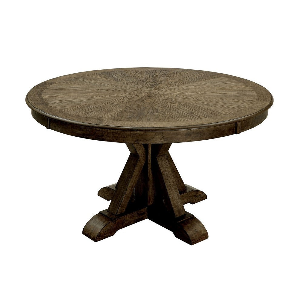 Dining Table | Round Solid Wood | Pedestal Base | Light Oak