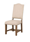 Side Chair Set of 2 | Upholstered Fabric | Beige Brown Wood