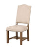 Side Chair Set of 2 | Upholstered Fabric | Beige Brown Wood