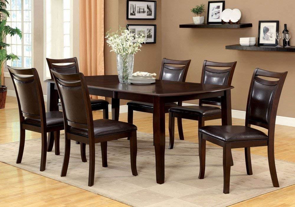High back Wooden Dining Chair with Cushioned Seat, Espresso, Set of 2 By Casagear Home