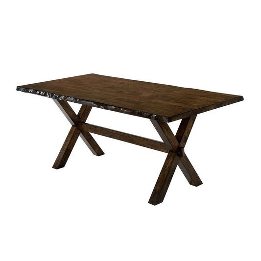 Transitional Style Solid Wood Rectangular Dining Table with Trestle Base, Brown By Casagear Home