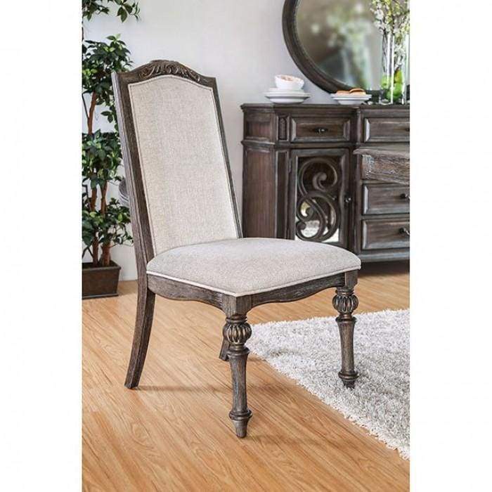 Fabric seat and Back upholstered Side chair, Rustic Brown, Pack of 2 By Casagear Home