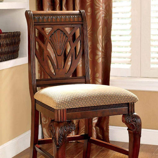 Petersburg II Traditional Counter Height Chair, Cherry Finish, Set of 2 By Casagear Home