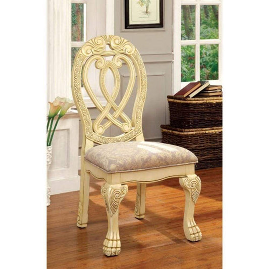 Wyndmere Traditional Side Chair, Cream Finish, Set of 2 By Casagear Home