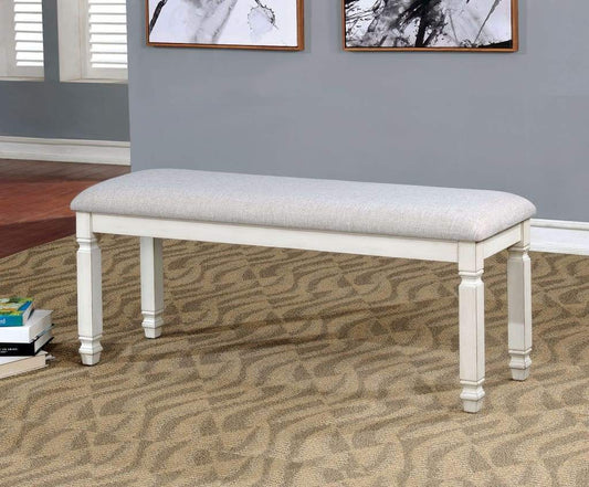 Fabric Upholstered Wooden Bench, White By Casagear Home