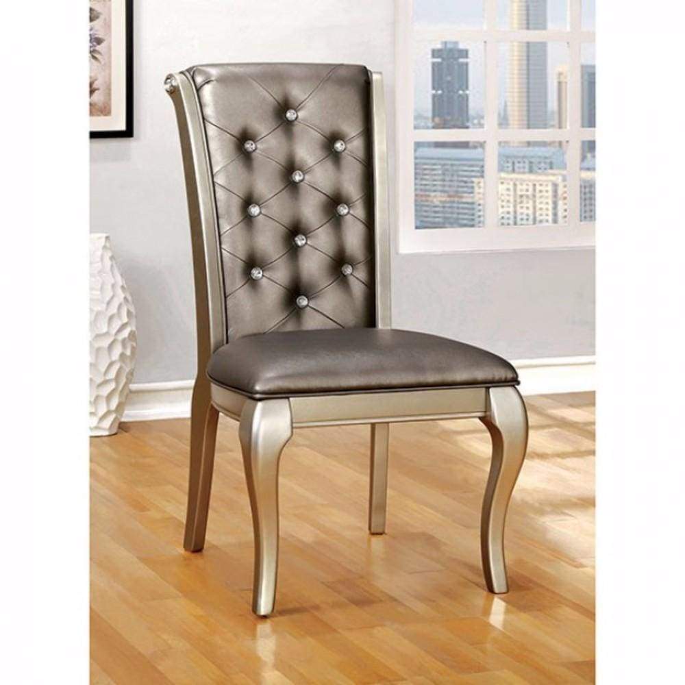 Amina Contemporary Side Chair In Silver Finish, Set of 2 By Casagear Home