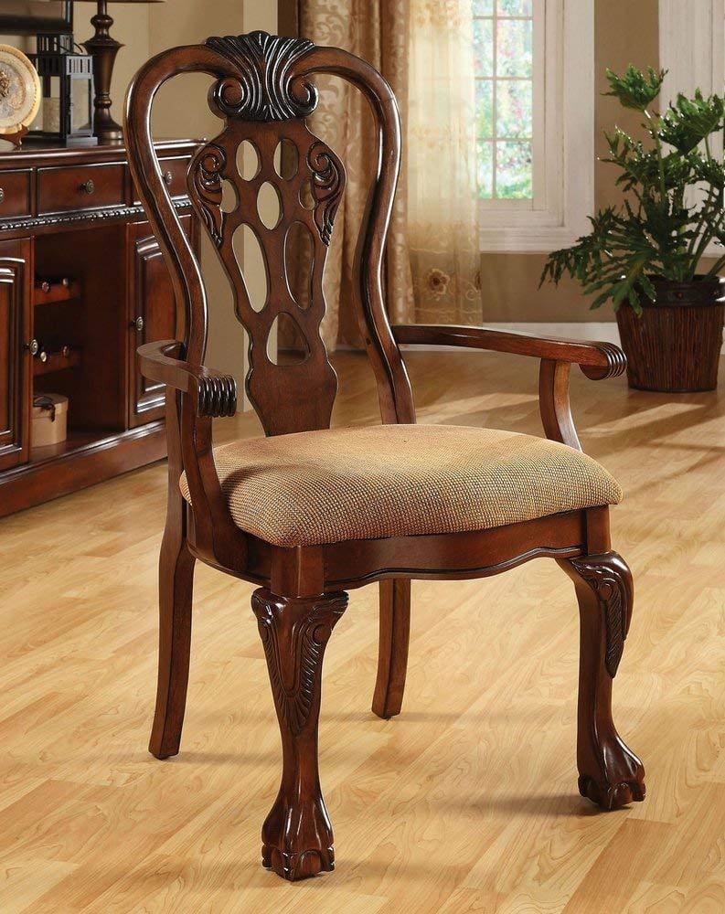 George Town Arm Chair Set of 2 Cherry Finish By Casagear Home FOA-CM3222AC-2PK