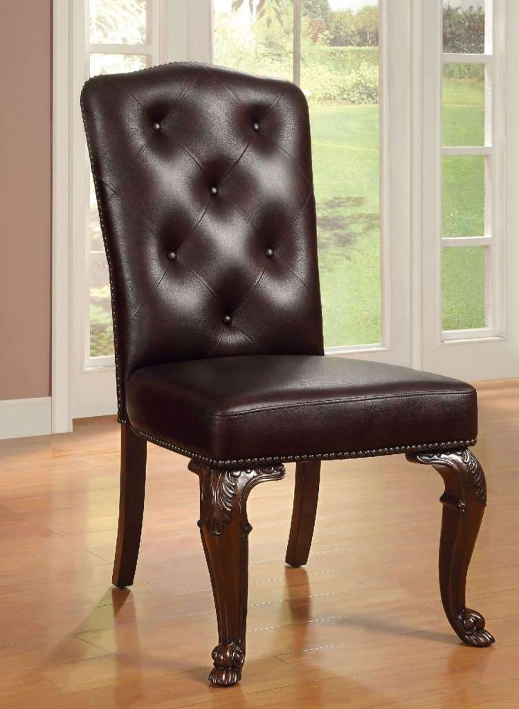 Bellagio Traditional Side Chair With Leather Upholstery Set Of 2 By Casagear Home