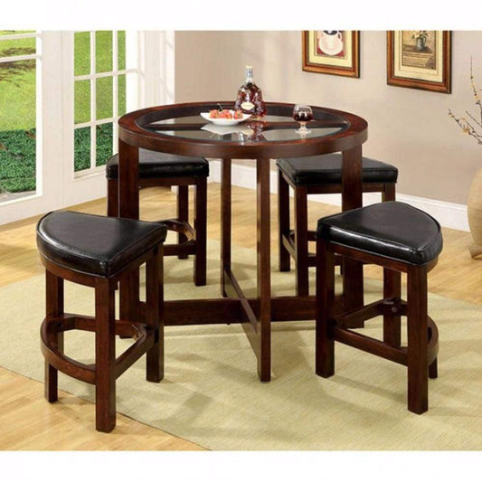 Crystal Cove I Counter Height Table Set 5 pc, Dark Walnut By Casagear Home
