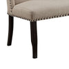 Nailhead Trim Fabric Upholstered Wing Back Wooden Bench Beige and Black By Casagear Home FOA-CM3324BK-BN