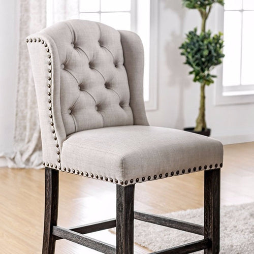 Counter Chair Set of 2 | Wingback | Ivory Black Finish