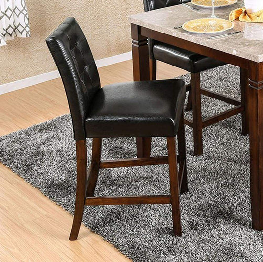MARSTONE II Transitional Counter Height Chair, Brown Cherry & Black, Set of two By Casagear Home