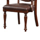 Wooden Arm Chair With Leather Upholstery Cherry Brown Set Of 2 FOA-CM3453AC-2PK