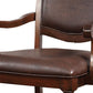 Wooden Arm Chair With Leather Upholstery Cherry Brown Set Of 2 FOA-CM3453AC-2PK