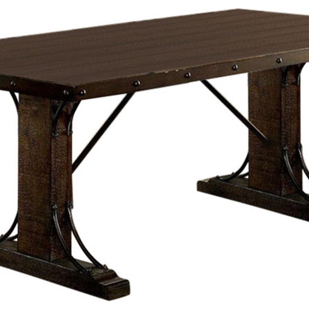 Traditional Dining Table Rustic Walnut Brown By Casagear Home FOA-CM3465T