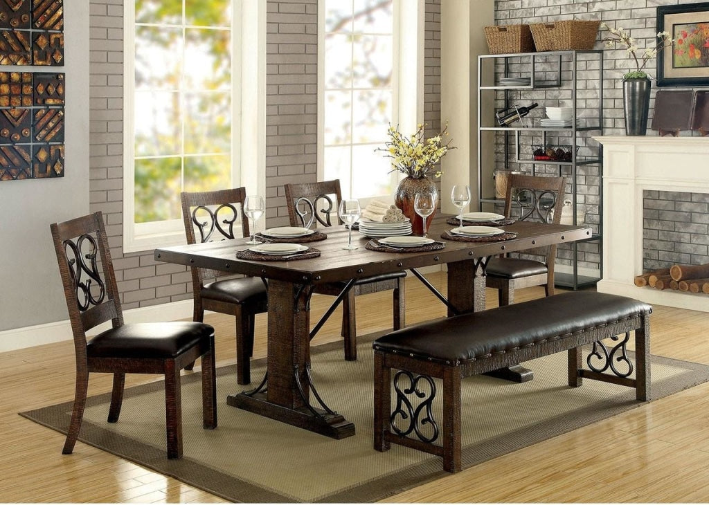 Traditional Dining Table, Rustic Walnut Brown By Casagear Home