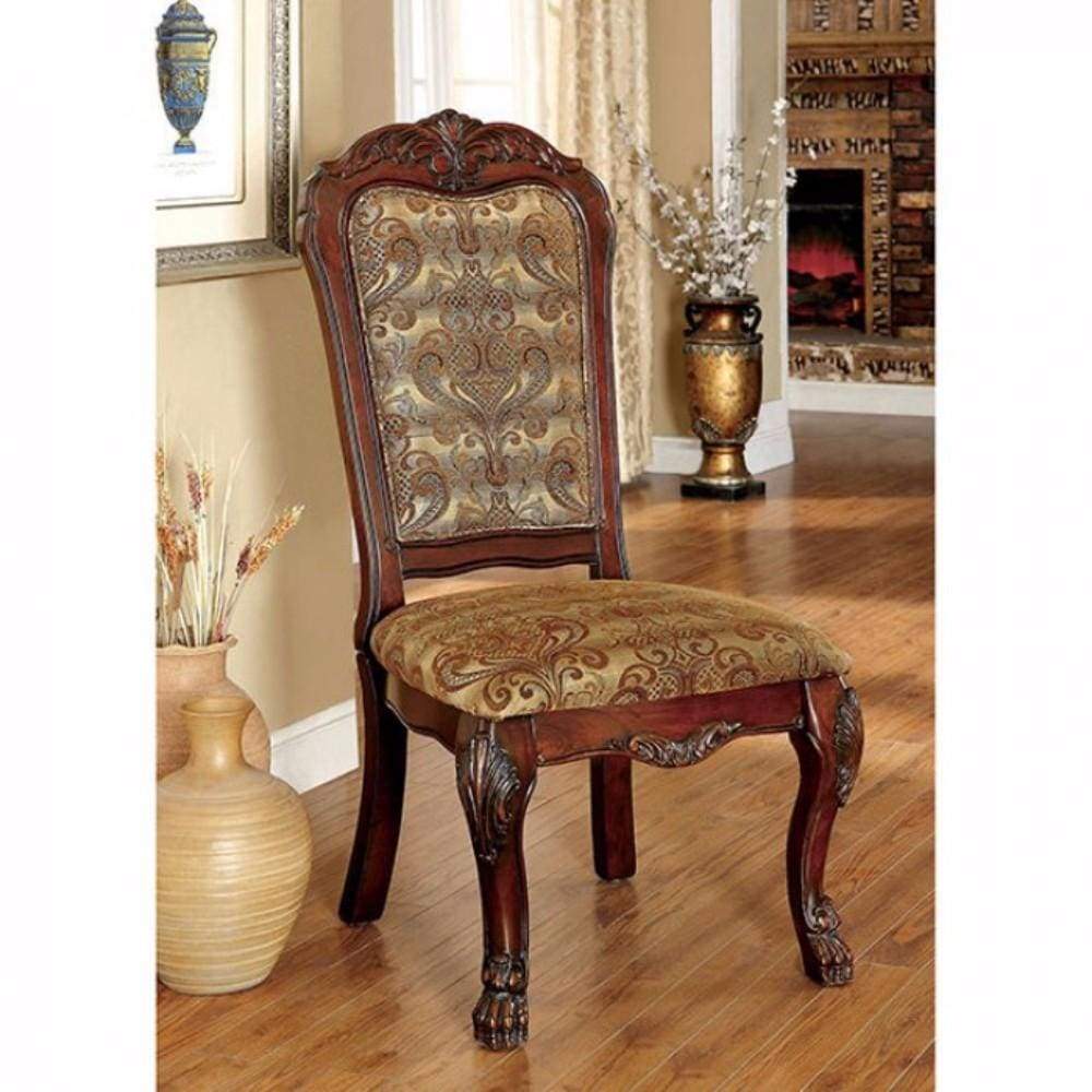 Medieve Traditional Side Chair, Cherry Finish, Set Of 2 By Casagear Home