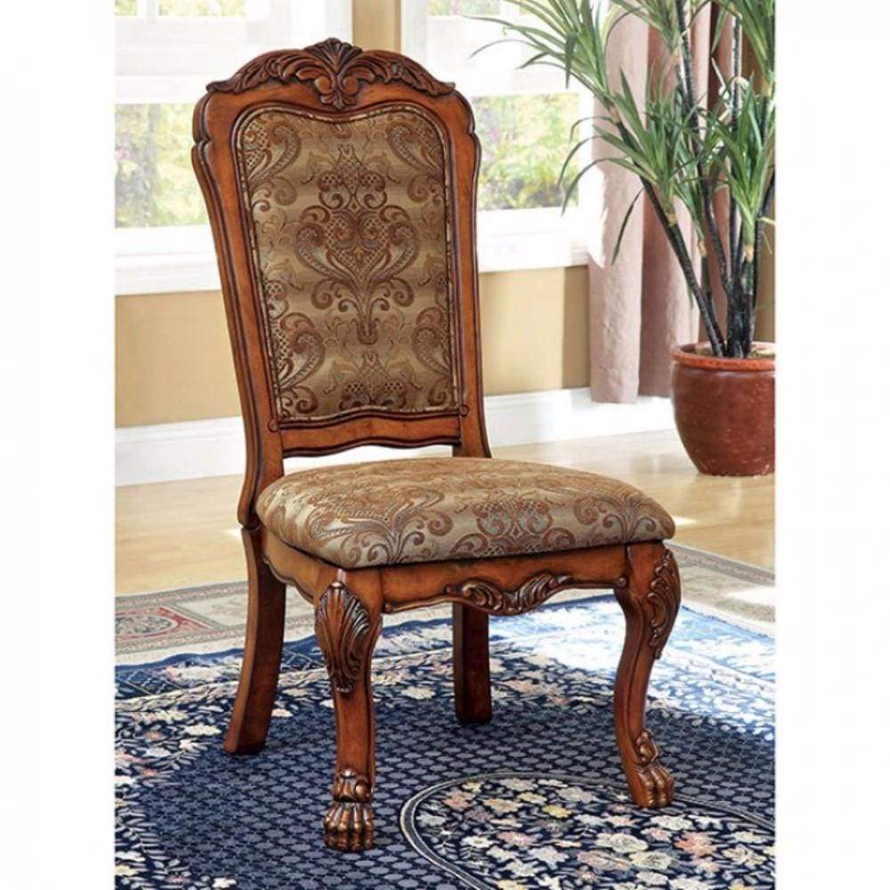 Medieve Traditional Side Chair, Antique Oak Finish, Set Of 2 By Casagear Home
