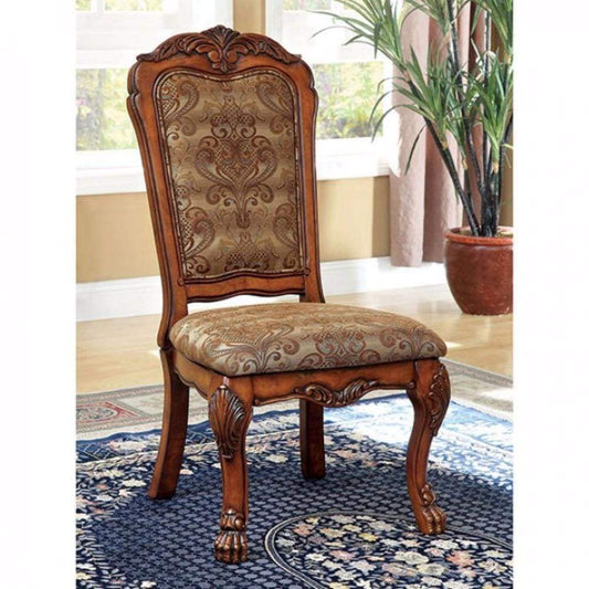 Medieve Traditional Side Chair, Antique Oak Finish, Set Of 2 By Casagear Home