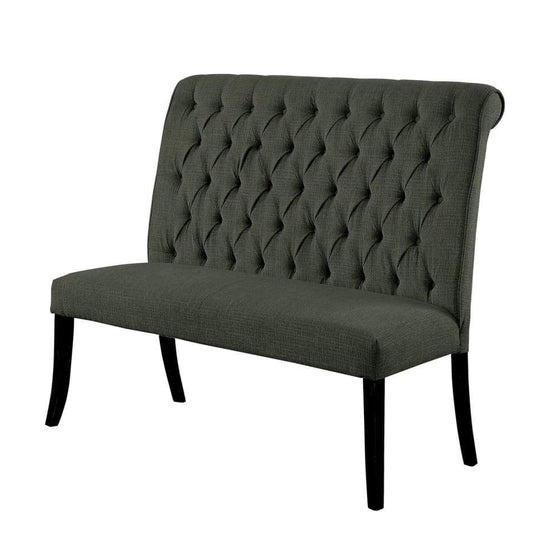 Bench | Tufted Upholstered | Button Design | Beige Black