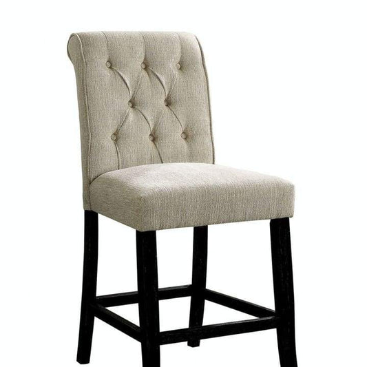 Counter Chair Set of 2 | Fabric Upholstered | Ivory Black