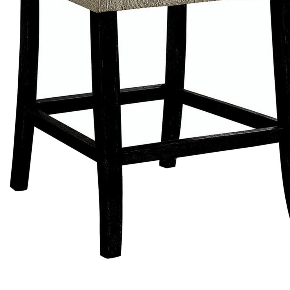 Wooden Fabric Upholstered Counter Height Chair Ivory And Black Pack Of Two -CM3564PC-2PK By Casagear Home FOA-CM3564PC-2PK