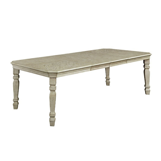 Holcroft Transitional Style Dining Table, Antiqued White By Casagear Home