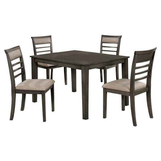 5 Piece Wooden Dining Table Set In Weathered Brown By Casagear Home