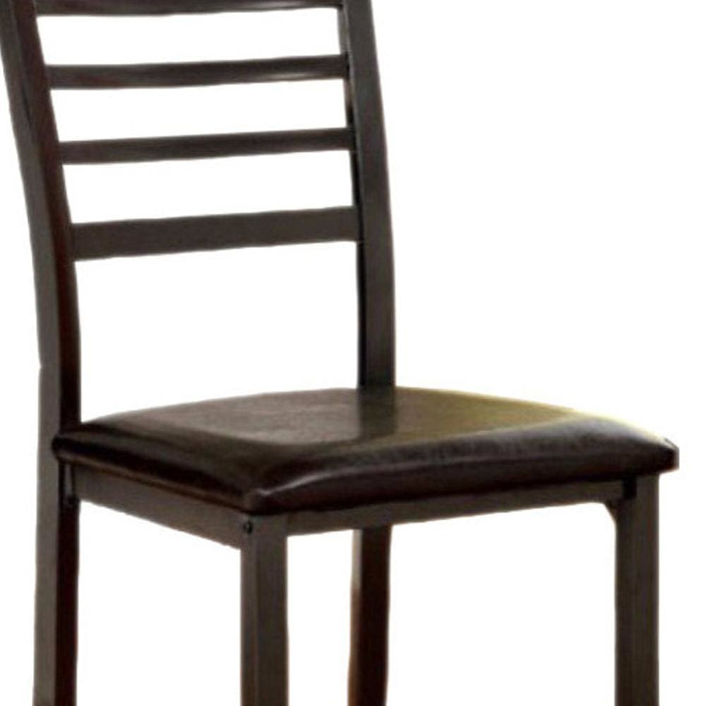 Leatherette Wooden Side Chair with Ladder Back Set of 2 Brown By Casagear Home FOA-CM3615SC-2PK-KD