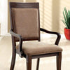 18 Inch Ribbed Wood Frame Arm Chair, Walnut, Set Of 2 By Casagear Home