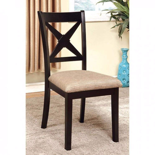 Liberta Transitional Side Chair, Fabric With black Finish, Set of 2 By Casagear Home