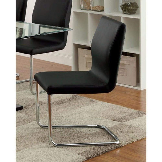 Lodia I Contemporary Side Chair With Black Pu, Set of 2 By Casagear Home