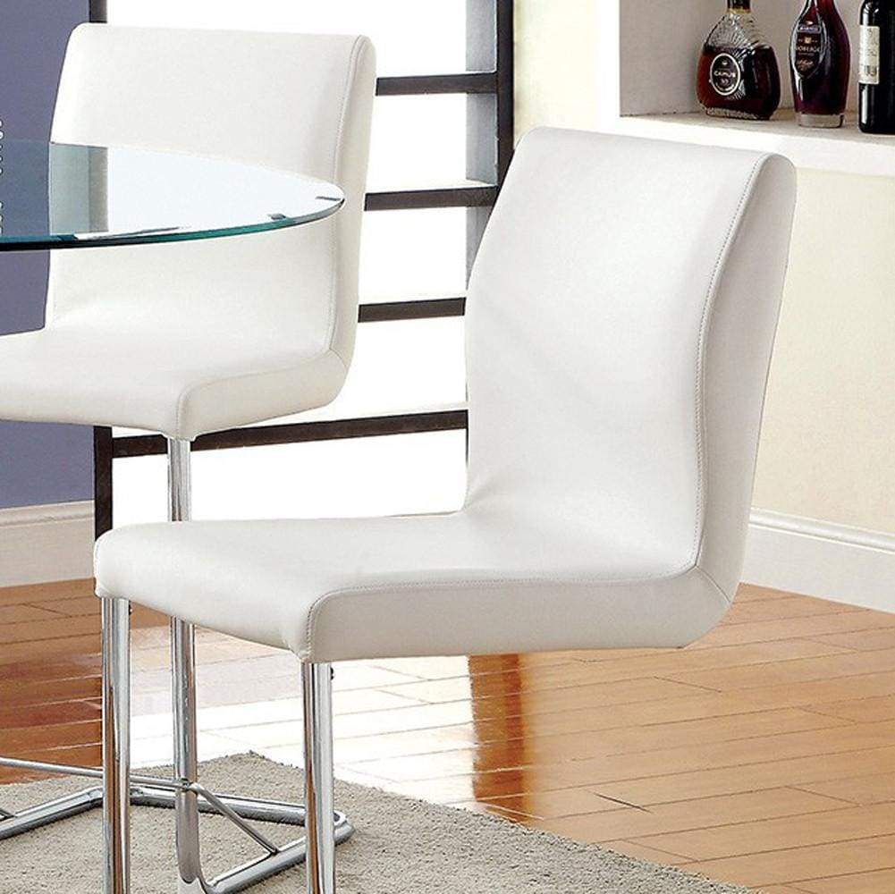 Lodia II Contemporary Counter Height Chair Withvwhite Pu, Set of 2 By Casagear Home