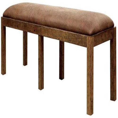 Bench | Rectangular | Faux Leather Seat | Block Legs | Rustic Brown