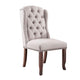 Wingback Chair Set of 2 | Button Tufted Fabric | Cream Brown