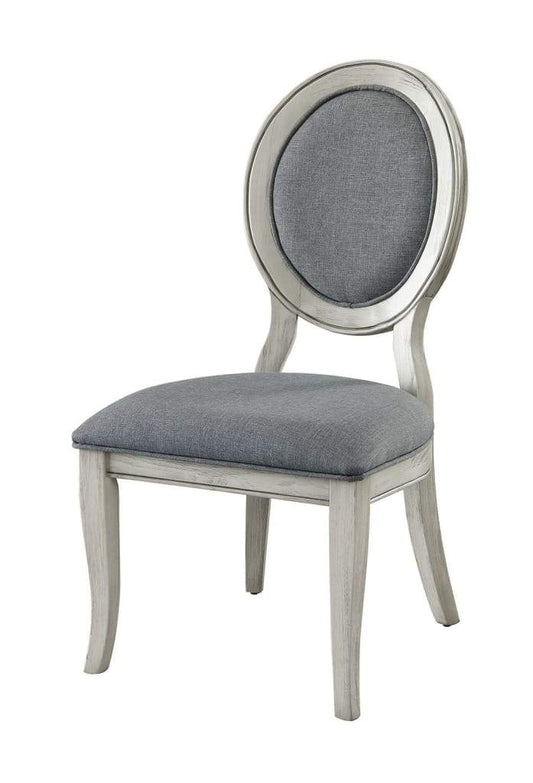 Fabric Upholstery Side Chair, White And Gray, Pack Of Two -CM3872WH-SC-2PK By Casagear Home