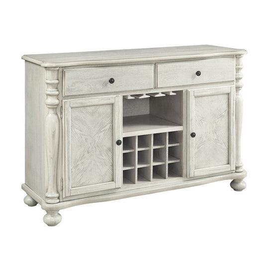 Transitional Style Wooden Server with Side Door Cabinets and 2 Drawers, White By Casagear Home