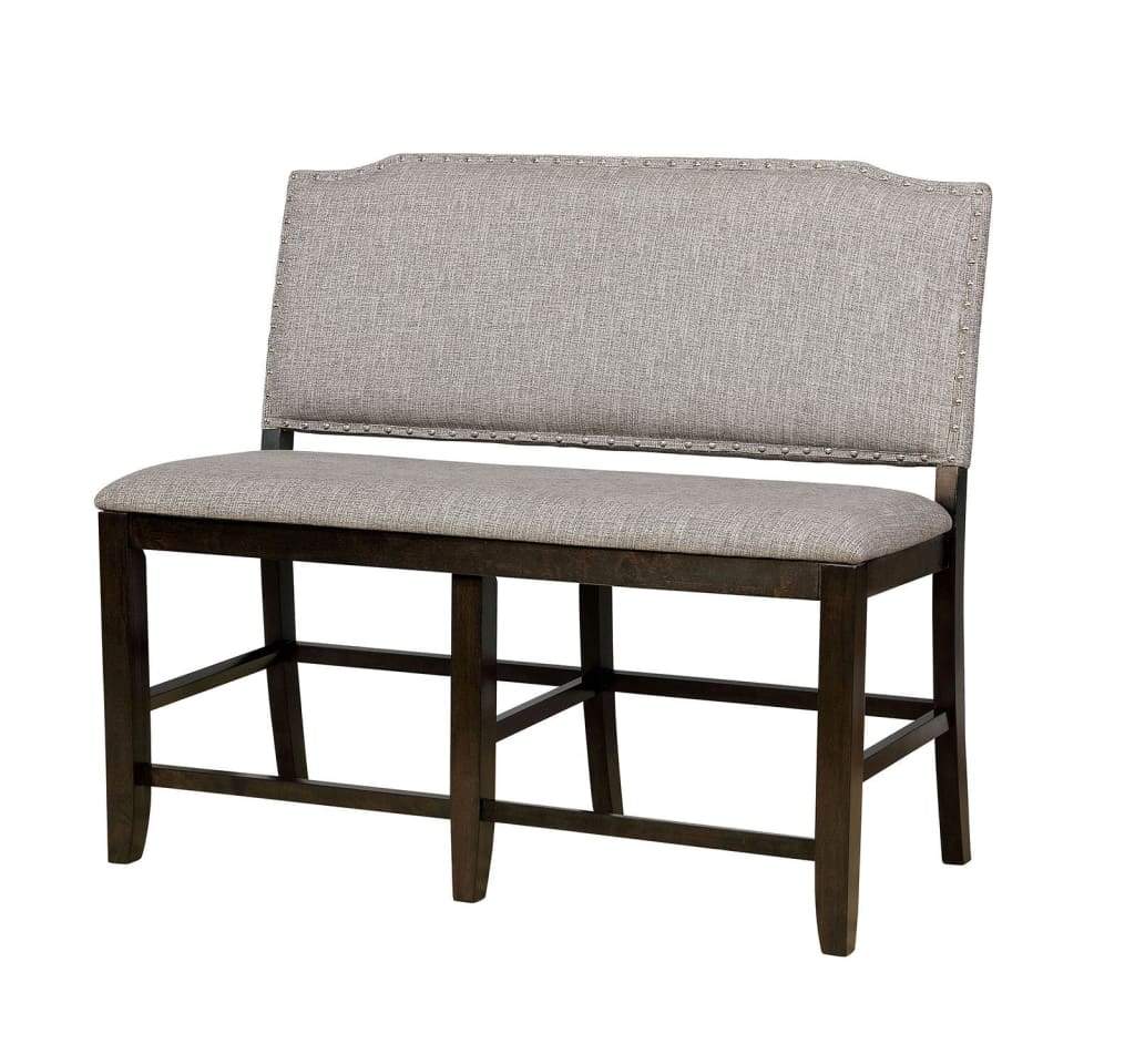 Fabric Upholstered Wooden Bench with Footrest, Gray And Brown By Casagear Home