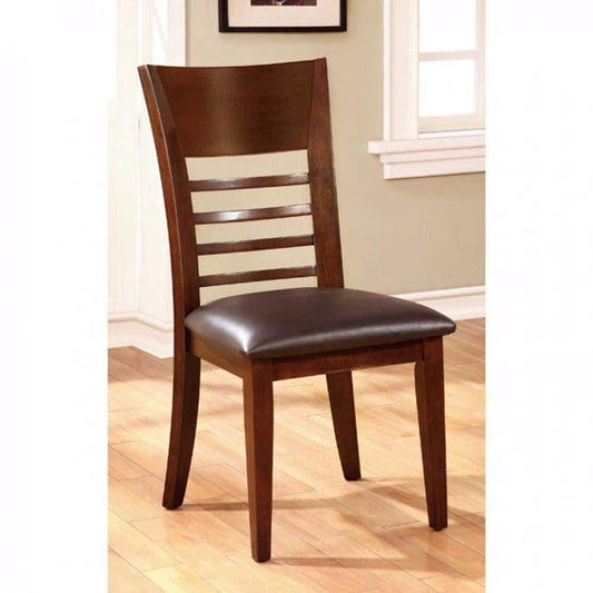 Hillsview I Transitional Side Chair, Brown Cherry Finish, Set of 2 By Casagear Home