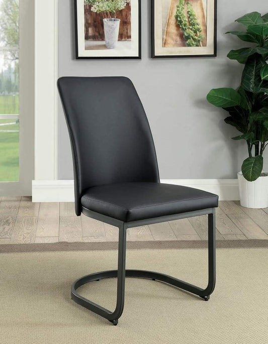 Leatherette Upholstered Side Chair with U-Shape Cantilever Base, Pack Of 2,Black By Casagear Home