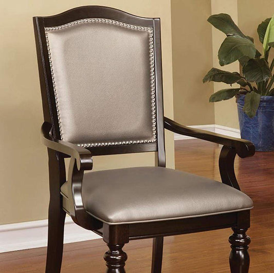 Harrington Transitional Arm Chair With PVC, cherry, Set of 2