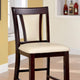 Counter Chair Set of 2 | Wood Frame | Padded Seat Back | Brown Ivory