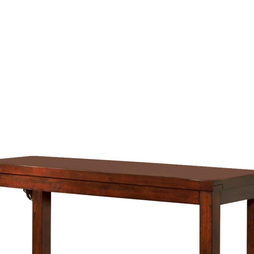 Transitional Rectangular Wooden Sofa Table with Bottom Shelf Cherry Brown FOA-CM4107S