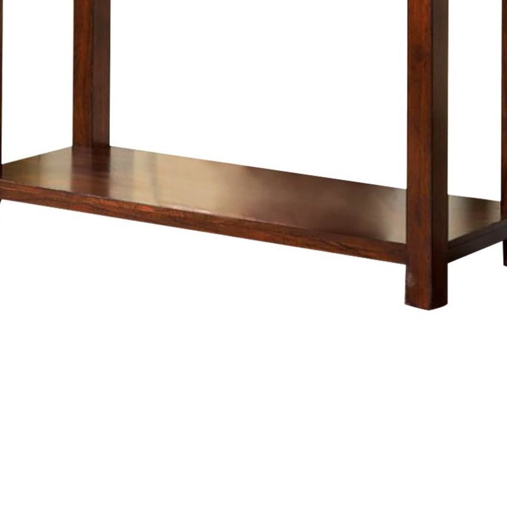 Transitional Rectangular Wooden Sofa Table with Bottom Shelf Cherry Brown FOA-CM4107S