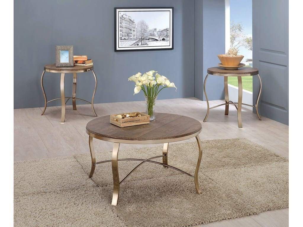 Wicklow Transitional 3 PIECE TABLE SET, CHAMPAGNE By Casagear Home