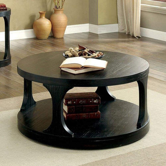 Carrie Transitional Coffee Table, Antique Black By Casagear Home