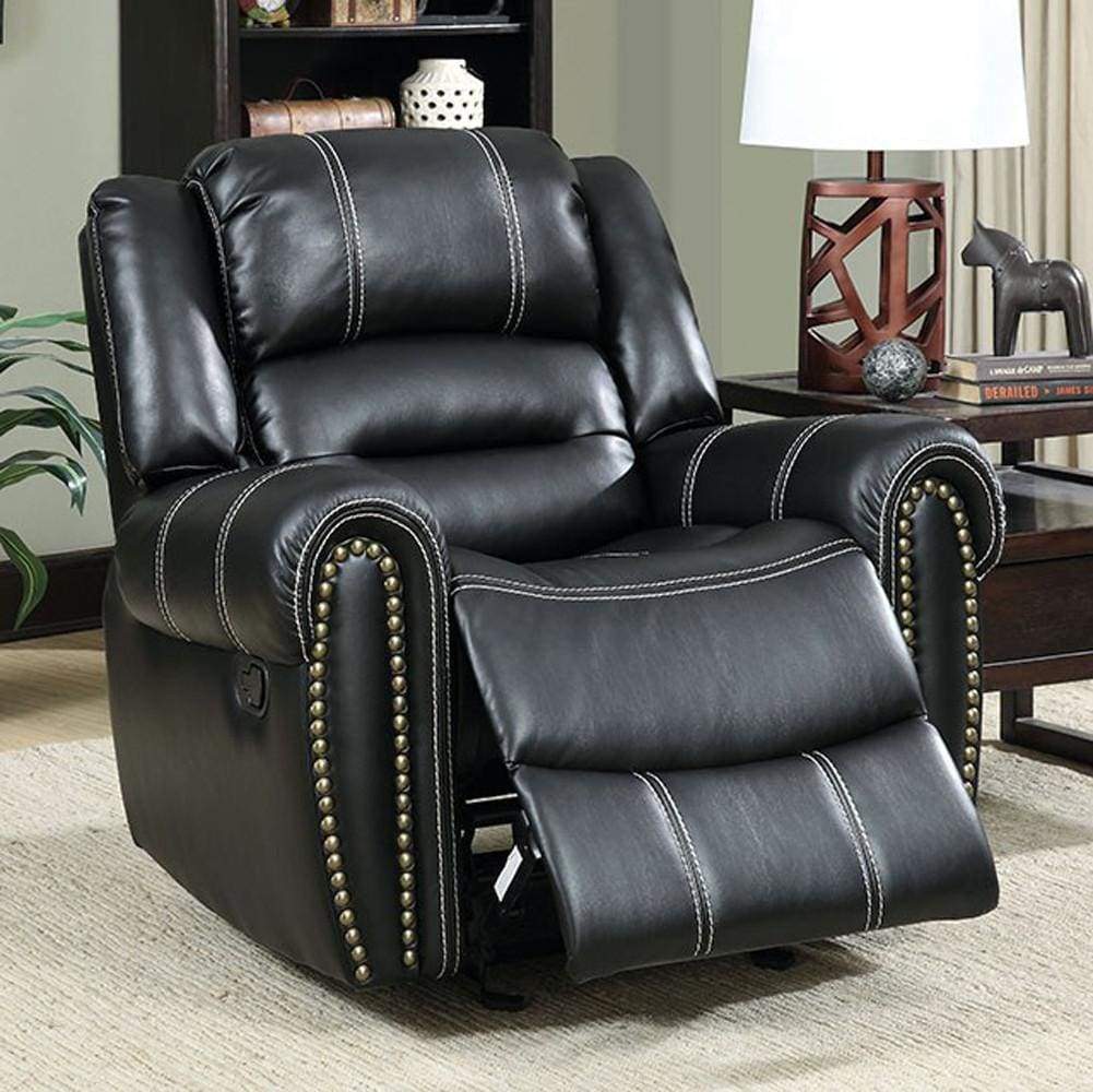 Frederick Transitional Glider Recliner Single Chair, Black Finish By Casagear Home